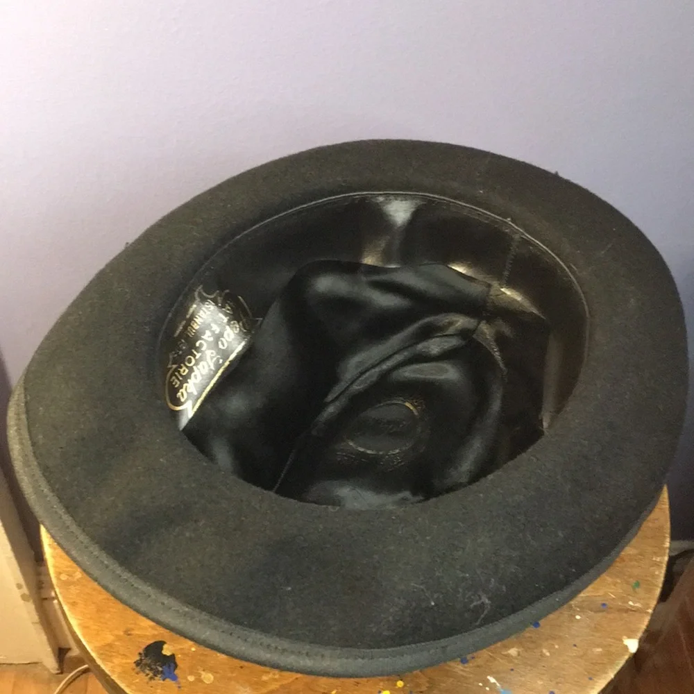 Vintage Pepo Sapka hat factorie Istanbul black felt Homburg 2” wide brim cap - Picture 8 of 12